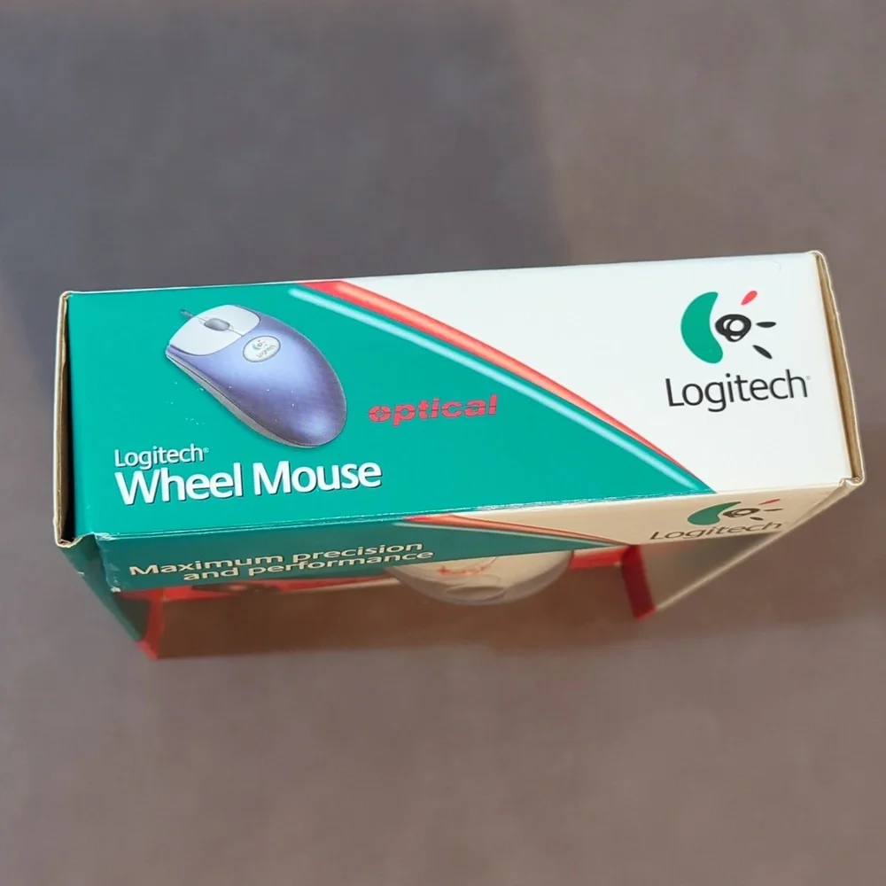 Logitech Optical Wheel Mouse USB PC With Box Paperwork Mouseware